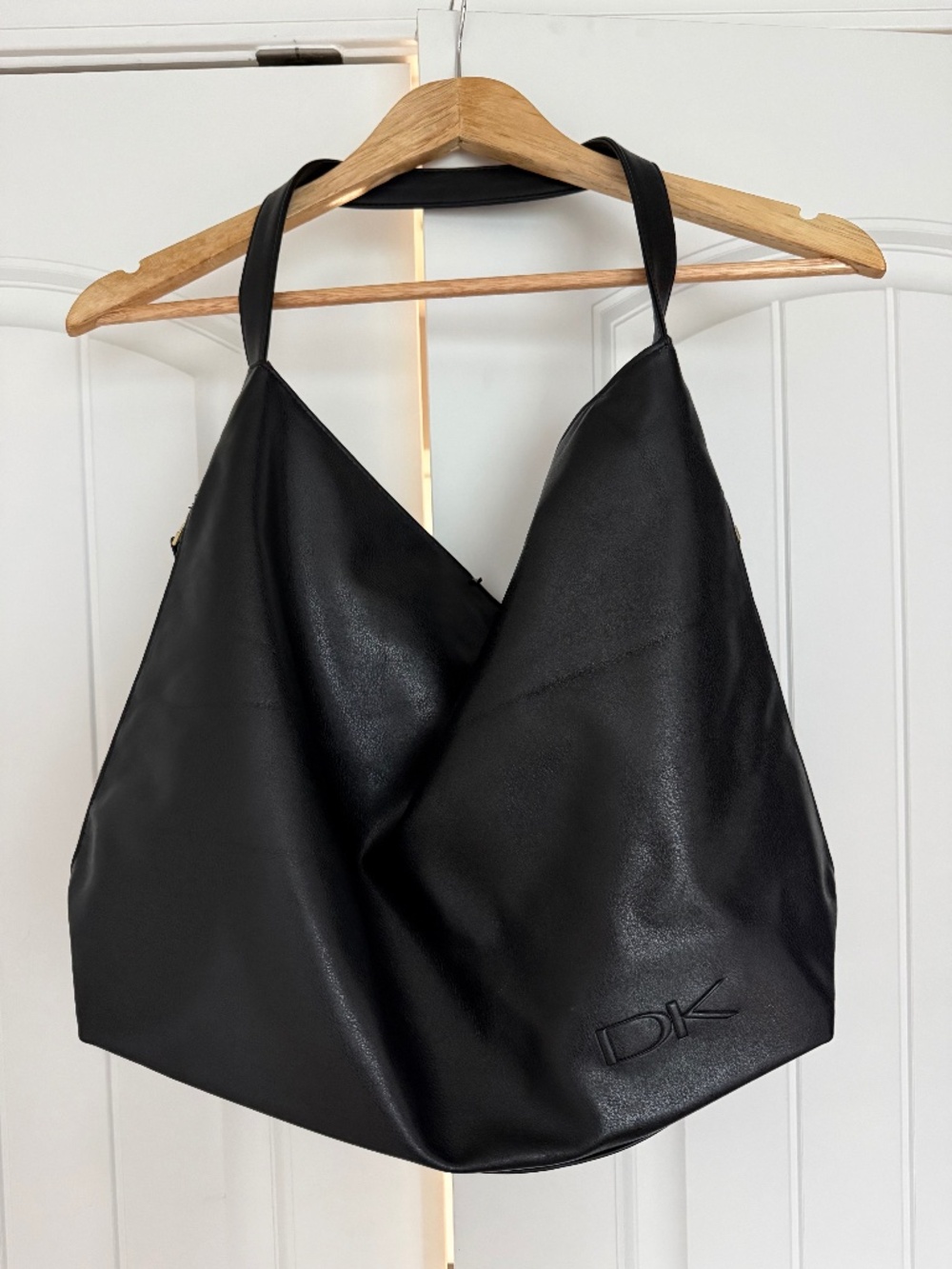 Donna Karan Large Black Polyurethane Cosmetic Tote Bag Travel